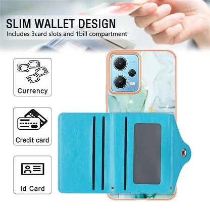 YB Leather Coating Series-9 for Xiaomi Redmi Note 12 5G (Global) Case Kickstand IMD Card Slot PU+TPU Cover