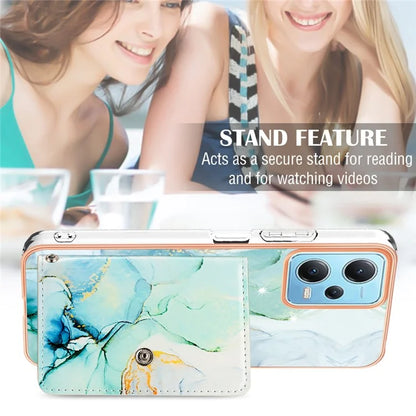 YB Leather Coating Series-9 for Xiaomi Redmi Note 12 5G (Global) Case Kickstand IMD Card Slot PU+TPU Cover