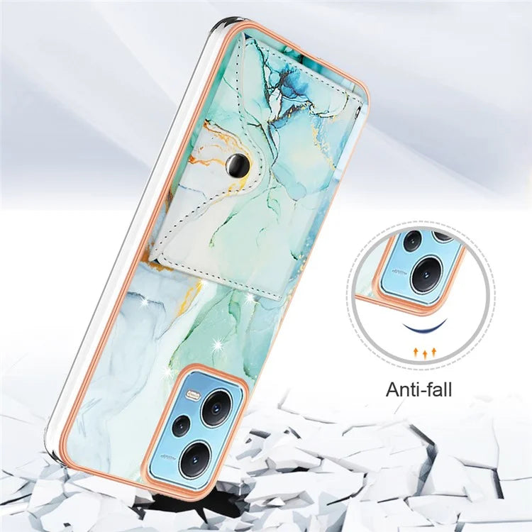 YB Leather Coating Series-9 for Xiaomi Redmi Note 12 5G (Global) Case Kickstand IMD Card Slot PU+TPU Cover