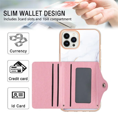 YB Leather Coating Series-9 for iPhone 14 Pro Max Case IMD Pattern Card Holder Leather+TPU Cover