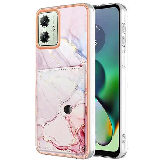 YB Leather Coating Series-9 for Motorola Moto G54 5G Kickstand Card Case Leather+TPU Phone Cover