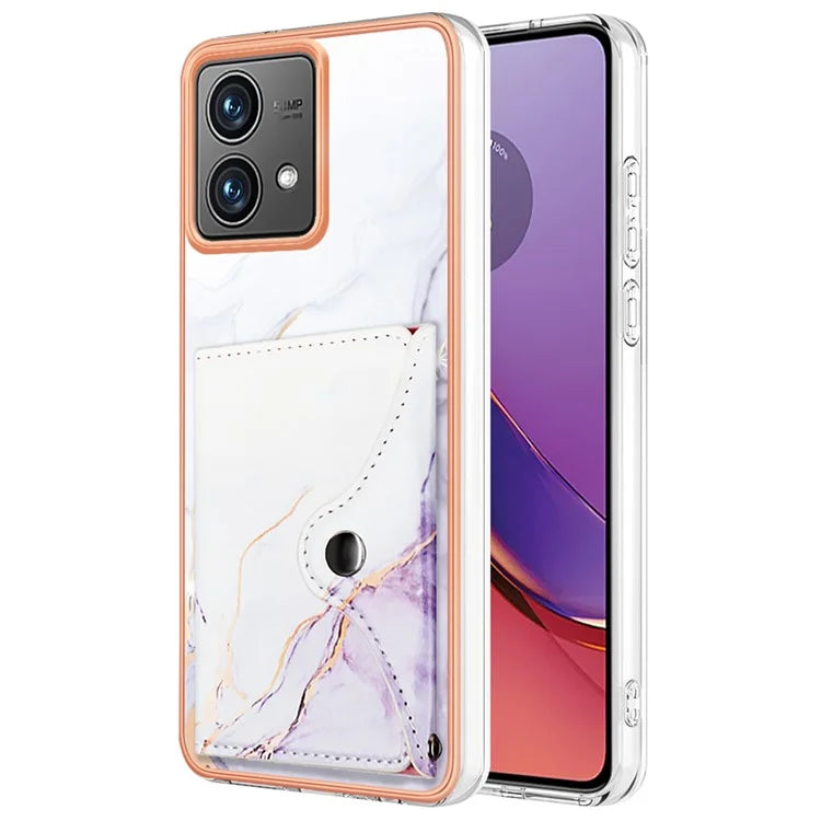 YB Leather Coating Series-9 for Motorola Moto G84 5G Case Card Holder Kickstand IMD Leather+TPU Phone Cover