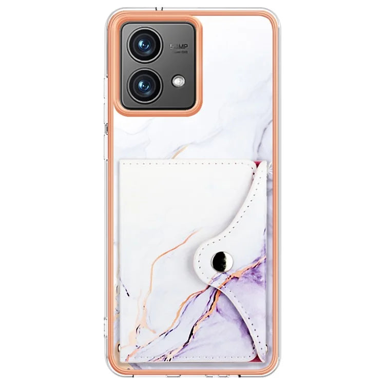 YB Leather Coating Series-9 for Motorola Moto G84 5G Case Card Holder Kickstand IMD Leather+TPU Phone Cover