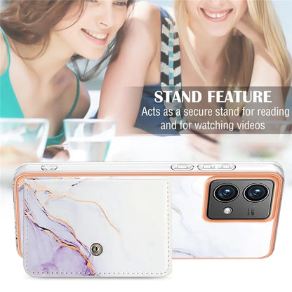 YB Leather Coating Series-9 for Motorola Moto G84 5G Case Card Holder Kickstand IMD Leather+TPU Phone Cover