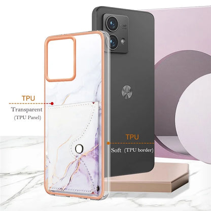 YB Leather Coating Series-9 for Motorola Moto G84 5G Case Card Holder Kickstand IMD Leather+TPU Phone Cover