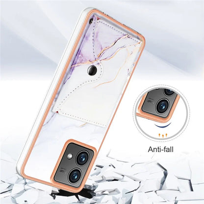 YB Leather Coating Series-9 for Motorola Moto G84 5G Case Card Holder Kickstand IMD Leather+TPU Phone Cover