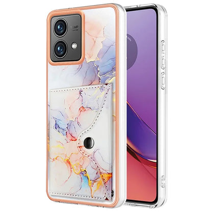 YB Leather Coating Series-9 for Motorola Moto G84 5G Case Card Holder Kickstand IMD Leather+TPU Phone Cover