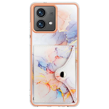 YB Leather Coating Series-9 for Motorola Moto G84 5G Case Card Holder Kickstand IMD Leather+TPU Phone Cover
