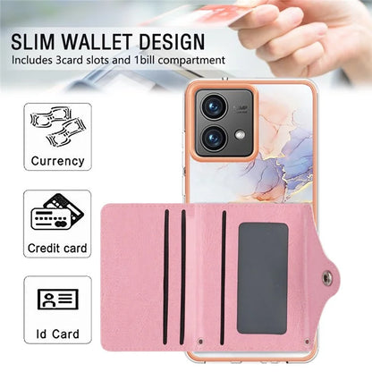 YB Leather Coating Series-9 for Motorola Moto G84 5G Case Card Holder Kickstand IMD Leather+TPU Phone Cover