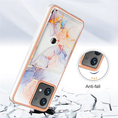 YB Leather Coating Series-9 for Motorola Moto G84 5G Case Card Holder Kickstand IMD Leather+TPU Phone Cover