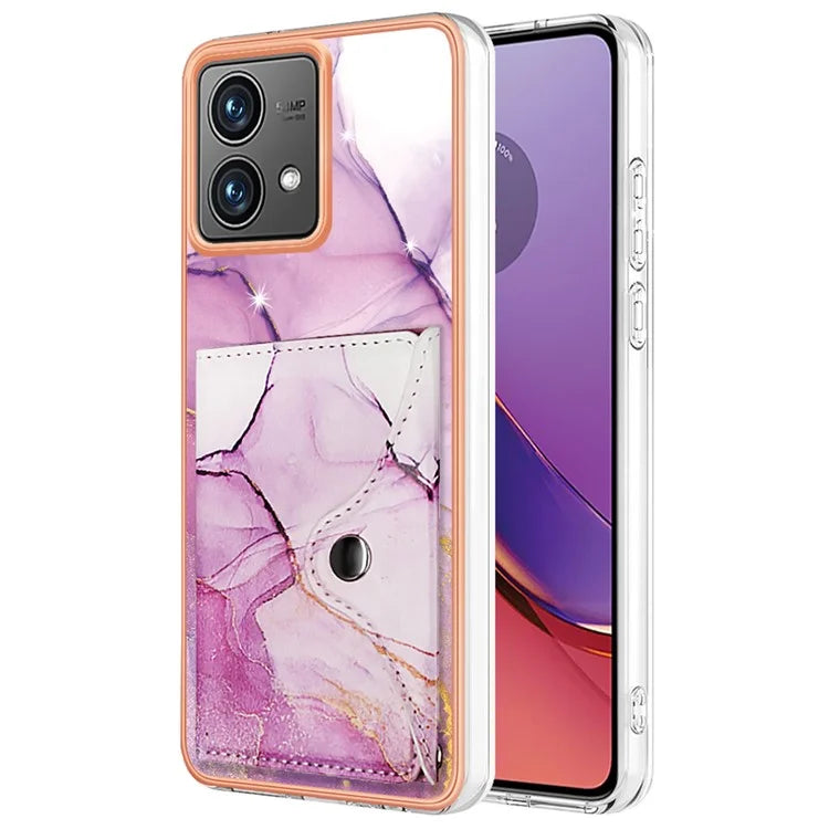 YB Leather Coating Series-9 for Motorola Moto G84 5G Case Card Holder Kickstand IMD Leather+TPU Phone Cover