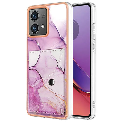 YB Leather Coating Series-9 for Motorola Moto G84 5G Case Card Holder Kickstand IMD Leather+TPU Phone Cover
