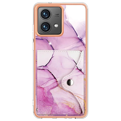 YB Leather Coating Series-9 for Motorola Moto G84 5G Case Card Holder Kickstand IMD Leather+TPU Phone Cover