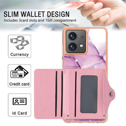 YB Leather Coating Series-9 for Motorola Moto G84 5G Case Card Holder Kickstand IMD Leather+TPU Phone Cover