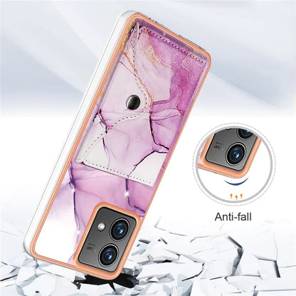 YB Leather Coating Series-9 for Motorola Moto G84 5G Case Card Holder Kickstand IMD Leather+TPU Phone Cover