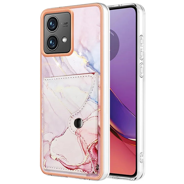 YB Leather Coating Series-9 for Motorola Moto G84 5G Case Card Holder Kickstand IMD Leather+TPU Phone Cover