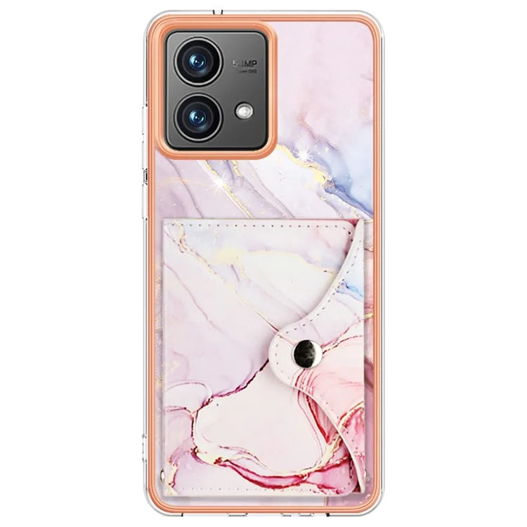 YB Leather Coating Series-9 for Motorola Moto G84 5G Case Card Holder Kickstand IMD Leather+TPU Phone Cover