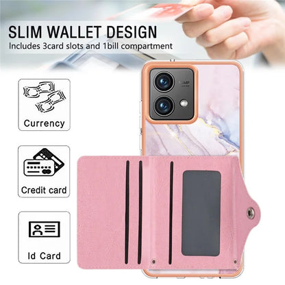 YB Leather Coating Series-9 for Motorola Moto G84 5G Case Card Holder Kickstand IMD Leather+TPU Phone Cover