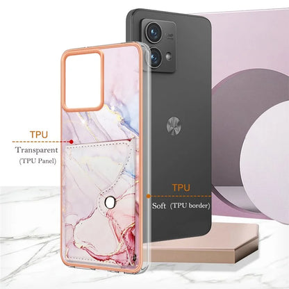 YB Leather Coating Series-9 for Motorola Moto G84 5G Case Card Holder Kickstand IMD Leather+TPU Phone Cover