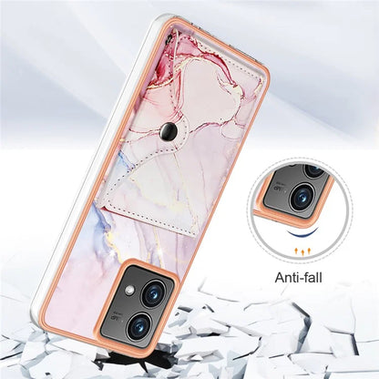 YB Leather Coating Series-9 for Motorola Moto G84 5G Case Card Holder Kickstand IMD Leather+TPU Phone Cover