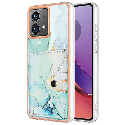 YB Leather Coating Series-9 for Motorola Moto G84 5G Case Card Holder Kickstand IMD Leather+TPU Phone Cover
