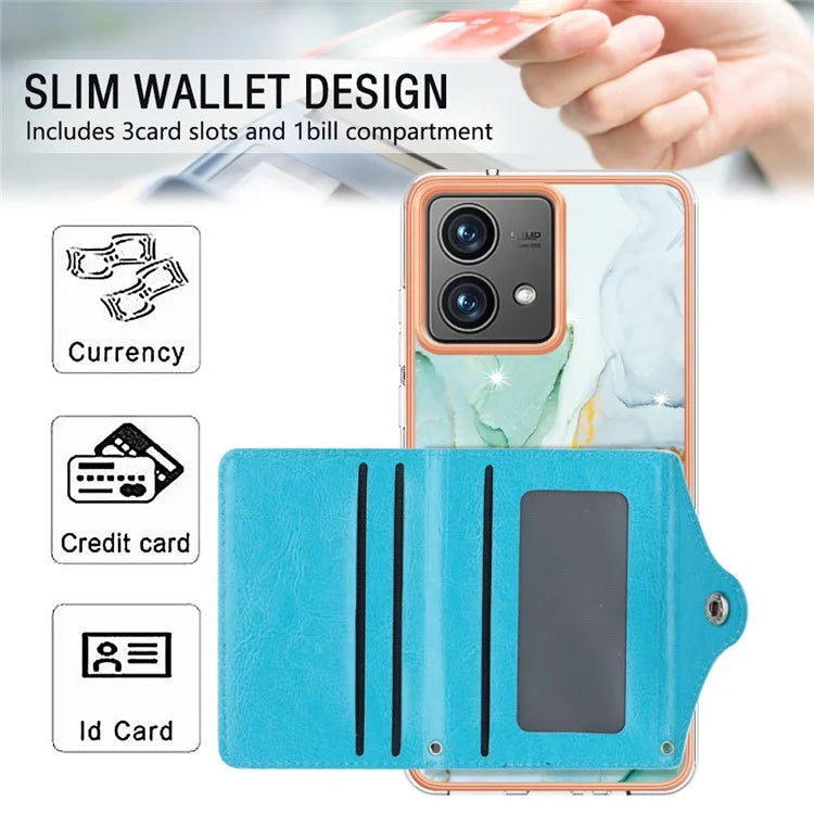 YB Leather Coating Series-9 for Motorola Moto G84 5G Case Card Holder Kickstand IMD Leather+TPU Phone Cover