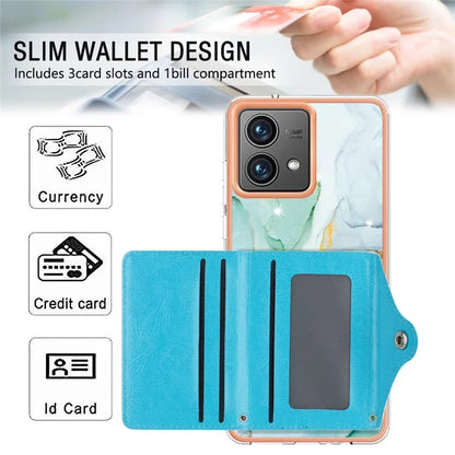 YB Leather Coating Series-9 for Motorola Moto G84 5G Case Card Holder Kickstand IMD Leather+TPU Phone Cover
