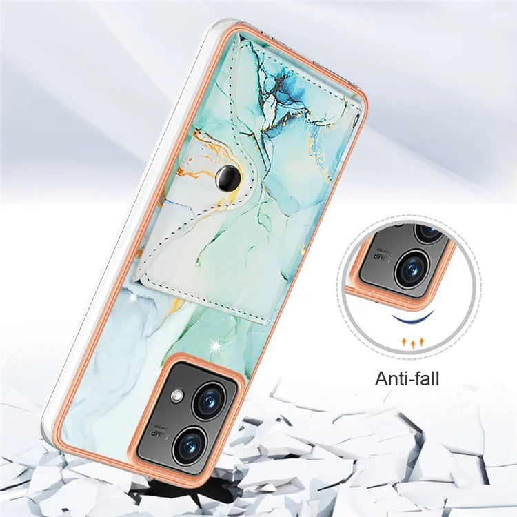 YB Leather Coating Series-9 for Motorola Moto G84 5G Case Card Holder Kickstand IMD Leather+TPU Phone Cover