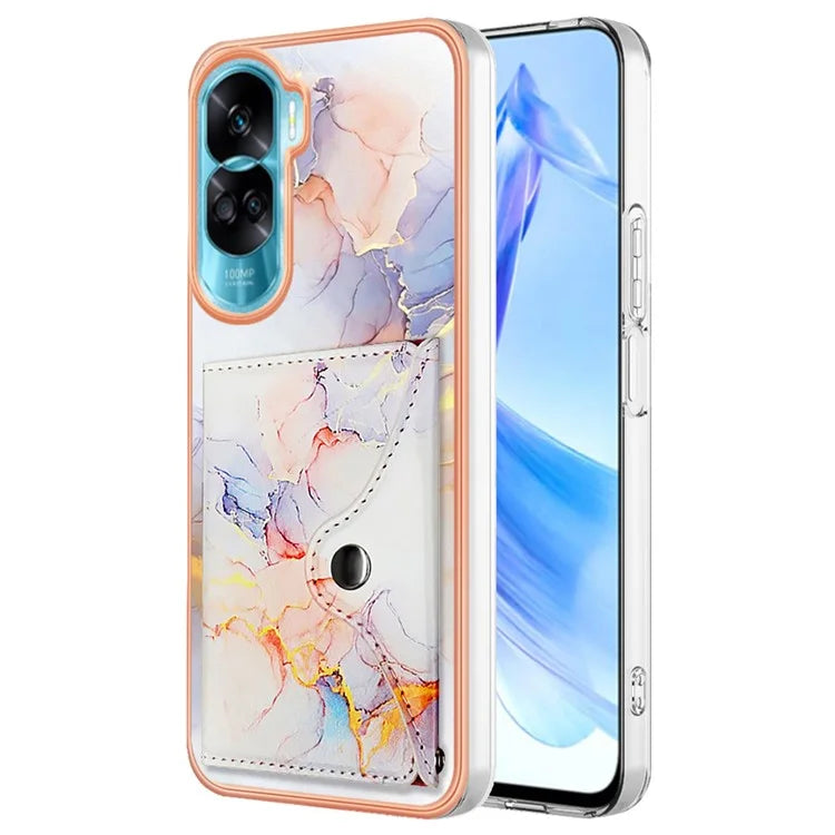 YB Leather Coating Series-9 for Honor 90 Lite 5G / X50i 5G Case Card Slot Kickstand PU+TPU IMD Phone Cover
