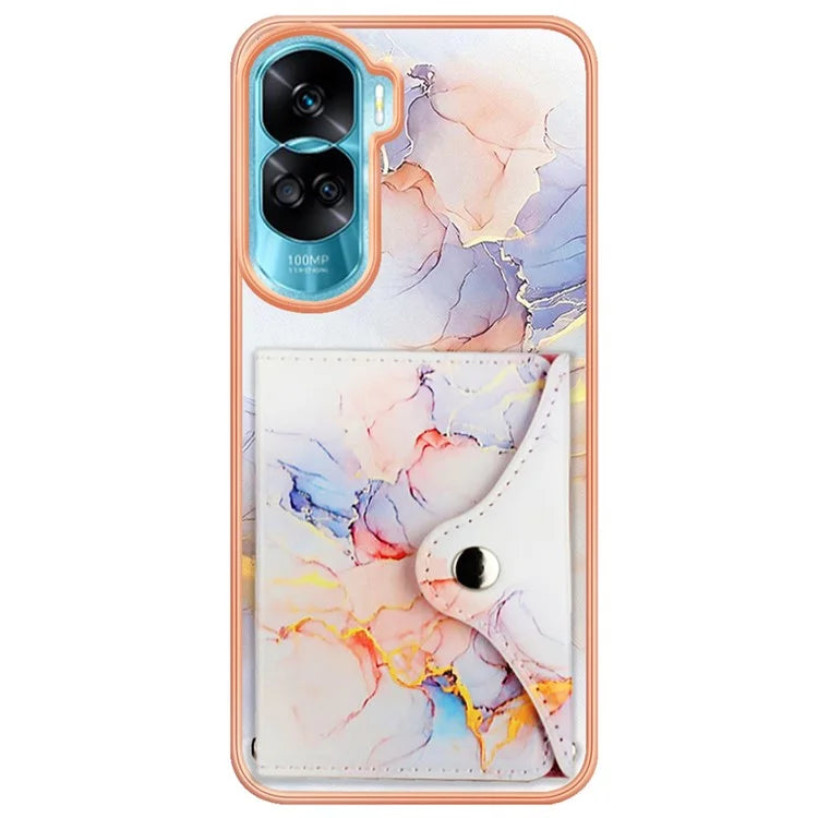 YB Leather Coating Series-9 for Honor 90 Lite 5G / X50i 5G Case Card Slot Kickstand PU+TPU IMD Phone Cover