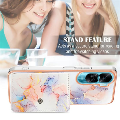 YB Leather Coating Series-9 for Honor 90 Lite 5G / X50i 5G Case Card Slot Kickstand PU+TPU IMD Phone Cover