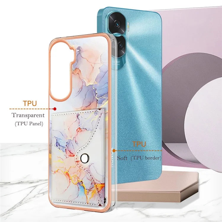 YB Leather Coating Series-9 for Honor 90 Lite 5G / X50i 5G Case Card Slot Kickstand PU+TPU IMD Phone Cover
