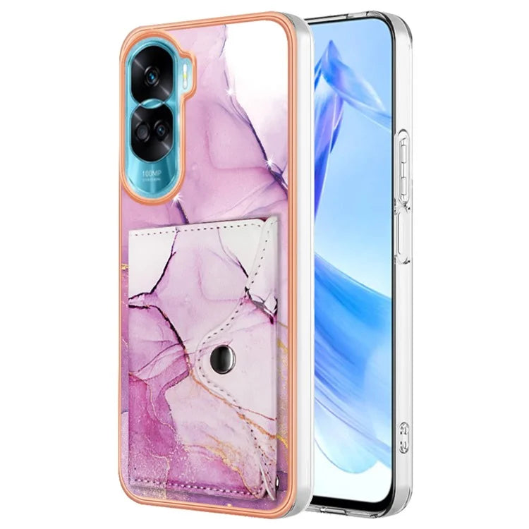 YB Leather Coating Series-9 for Honor 90 Lite 5G / X50i 5G Case Card Slot Kickstand PU+TPU IMD Phone Cover