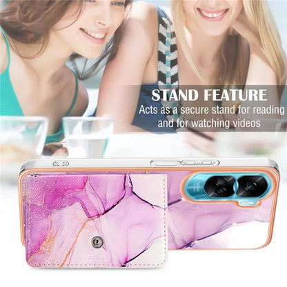 YB Leather Coating Series-9 for Honor 90 Lite 5G / X50i 5G Case Card Slot Kickstand PU+TPU IMD Phone Cover