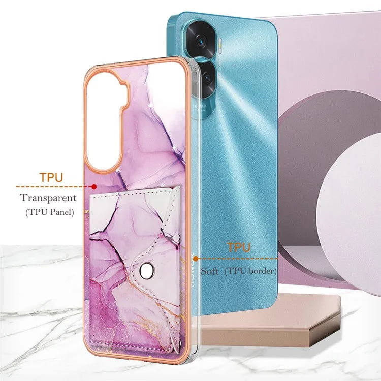 YB Leather Coating Series-9 for Honor 90 Lite 5G / X50i 5G Case Card Slot Kickstand PU+TPU IMD Phone Cover