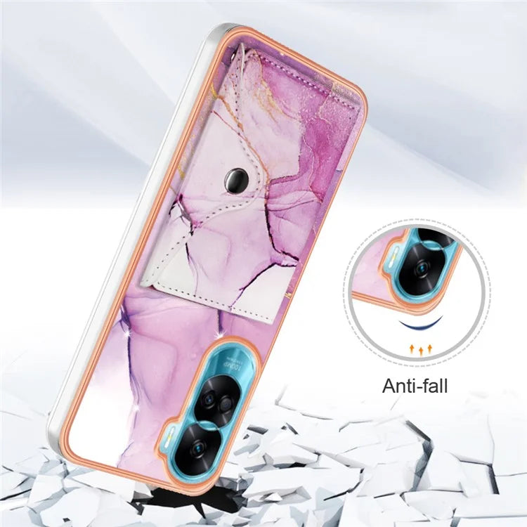 YB Leather Coating Series-9 for Honor 90 Lite 5G / X50i 5G Case Card Slot Kickstand PU+TPU IMD Phone Cover