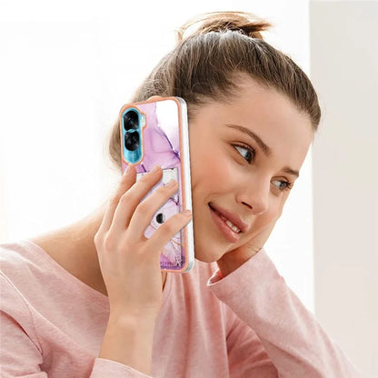 YB Leather Coating Series-9 for Honor 90 Lite 5G / X50i 5G Case Card Slot Kickstand PU+TPU IMD Phone Cover