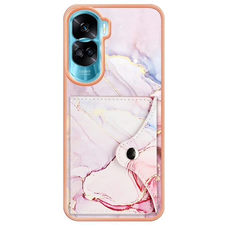YB Leather Coating Series-9 for Honor 90 Lite 5G / X50i 5G Case Card Slot Kickstand PU+TPU IMD Phone Cover
