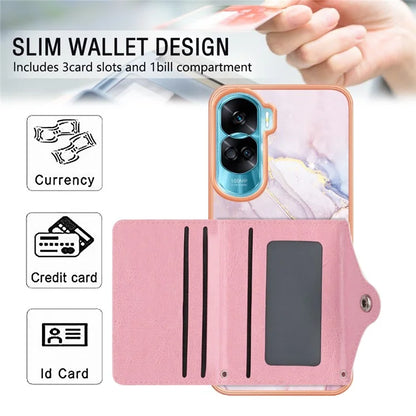 YB Leather Coating Series-9 for Honor 90 Lite 5G / X50i 5G Case Card Slot Kickstand PU+TPU IMD Phone Cover
