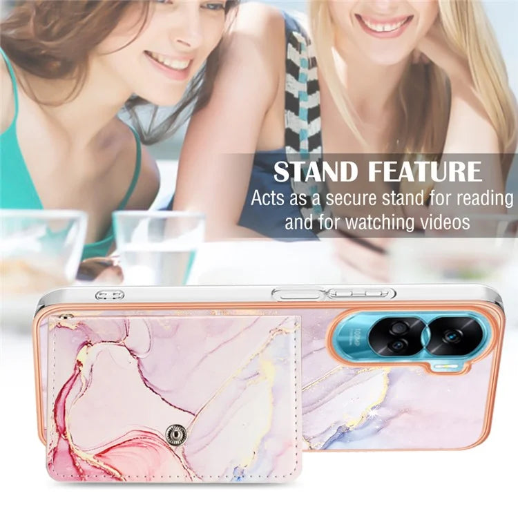 YB Leather Coating Series-9 for Honor 90 Lite 5G / X50i 5G Case Card Slot Kickstand PU+TPU IMD Phone Cover