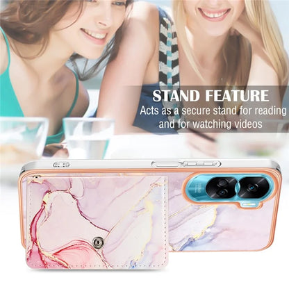 YB Leather Coating Series-9 for Honor 90 Lite 5G / X50i 5G Case Card Slot Kickstand PU+TPU IMD Phone Cover