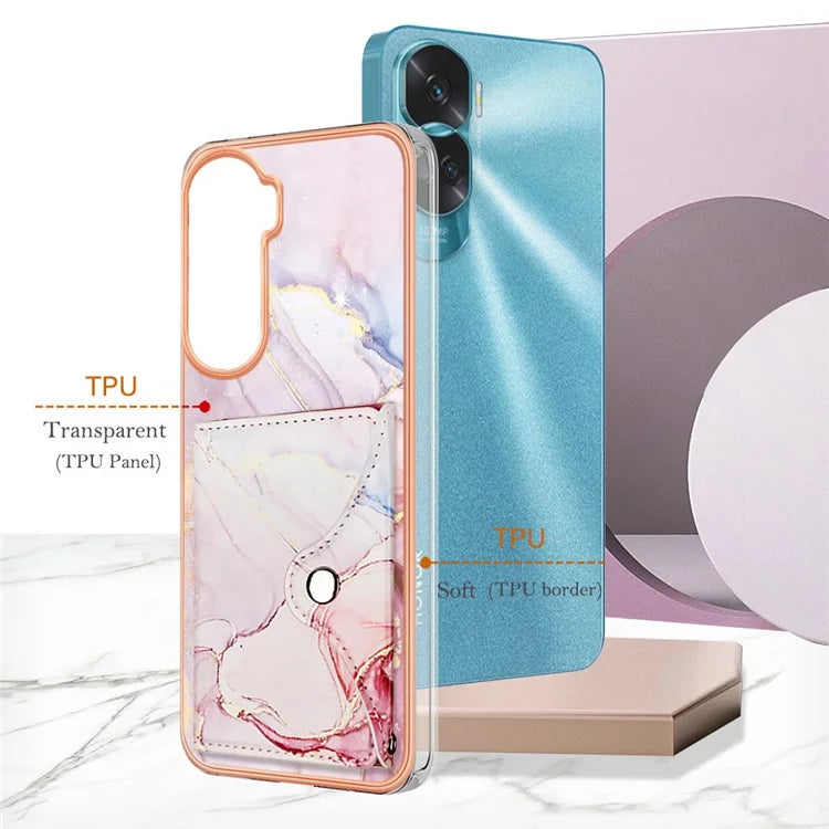 YB Leather Coating Series-9 for Honor 90 Lite 5G / X50i 5G Case Card Slot Kickstand PU+TPU IMD Phone Cover