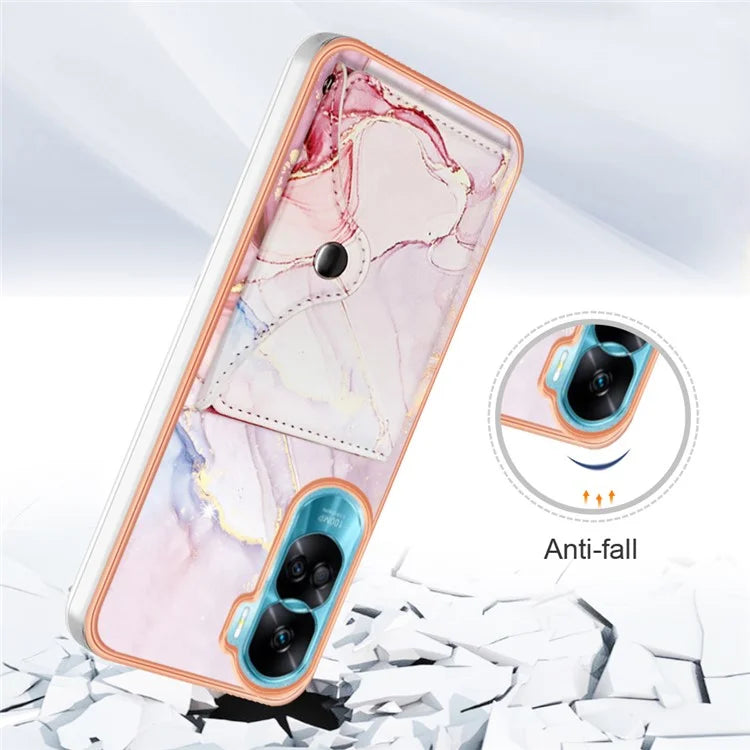 YB Leather Coating Series-9 for Honor 90 Lite 5G / X50i 5G Case Card Slot Kickstand PU+TPU IMD Phone Cover
