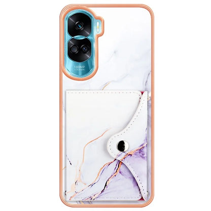 YB Leather Coating Series-9 for Honor 90 Lite 5G / X50i 5G Case Card Slot Kickstand PU+TPU IMD Phone Cover