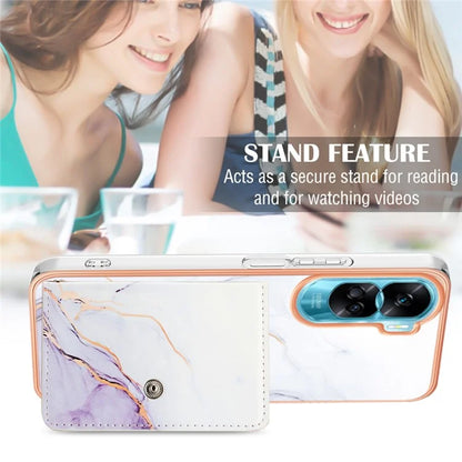 YB Leather Coating Series-9 for Honor 90 Lite 5G / X50i 5G Case Card Slot Kickstand PU+TPU IMD Phone Cover