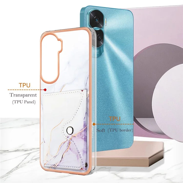 YB Leather Coating Series-9 for Honor 90 Lite 5G / X50i 5G Case Card Slot Kickstand PU+TPU IMD Phone Cover