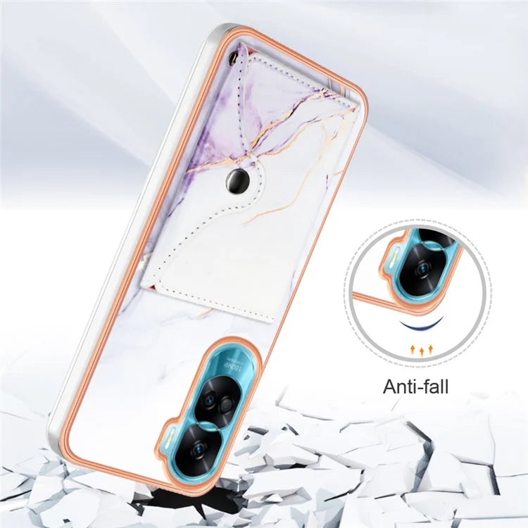 YB Leather Coating Series-9 for Honor 90 Lite 5G / X50i 5G Case Card Slot Kickstand PU+TPU IMD Phone Cover