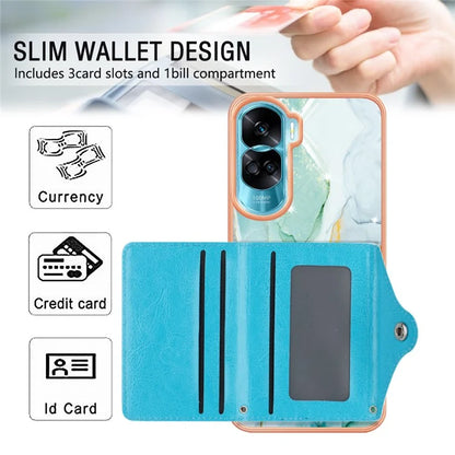YB Leather Coating Series-9 for Honor 90 Lite 5G / X50i 5G Case Card Slot Kickstand PU+TPU IMD Phone Cover