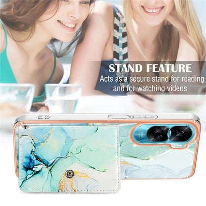 YB Leather Coating Series-9 for Honor 90 Lite 5G / X50i 5G Case Card Slot Kickstand PU+TPU IMD Phone Cover