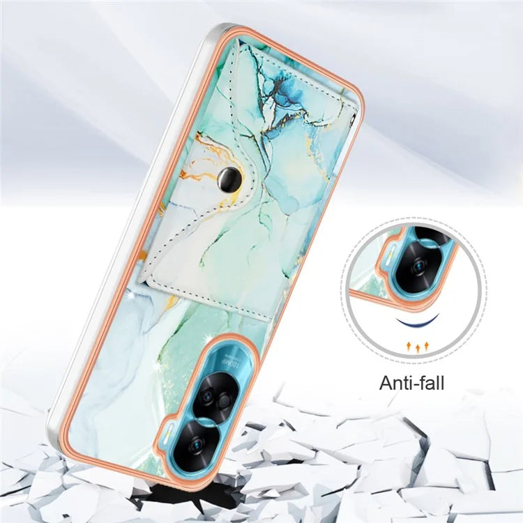 YB Leather Coating Series-9 for Honor 90 Lite 5G / X50i 5G Case Card Slot Kickstand PU+TPU IMD Phone Cover